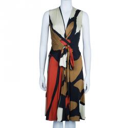 Issa Multicolor Abstract Silk Jersey Maxi Dress M