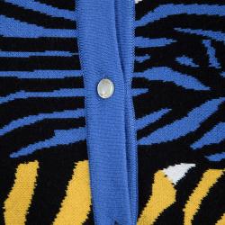 Issa Multicolor Animal Pattern Knit Flared Dress And Cardigan Set S