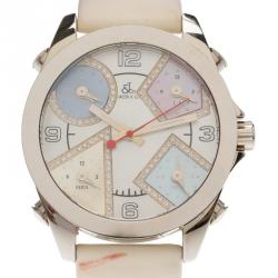 Pre Owned Jacob and Co. Mother of Pearl Stainless Steel Five Time Zone Women's Wristwatch 40MM