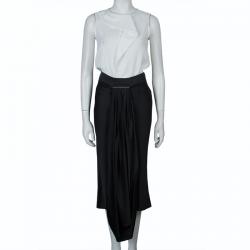 Jason Wu Black Pleated Front Midi Skirt M