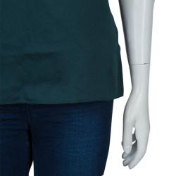 Jason Wu Green Embellished Neck Detail Short Sleeve Blouse M