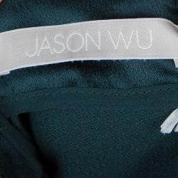 Jason Wu Green Embellished Neck Detail Short Sleeve Blouse M