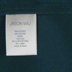 Jason Wu Green Embellished Neck Detail Short Sleeve Blouse M