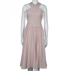 Jason Wu Resort'15 Blush Pink Crinkled Chiffon Crossfront Backless Dress S
