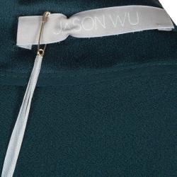 Jason Wu Green Embellished Neck Detail Short Sleeve Blouse S