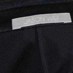 Jason Wu Black Pleated Front Midi Skirt  M