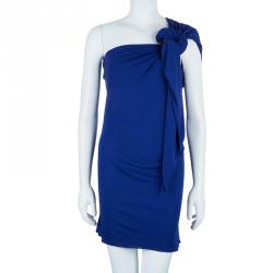 Pre Owned Jean Paul Gaultier Blue One Shoulder Dress M