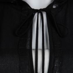 Pre Owned Jean Paul Gaultier Black Knit Applique Detail Hooded Sheer Cardigan M