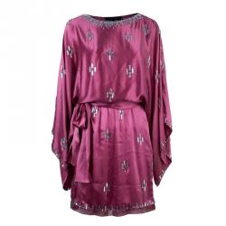Jenny Packham Pink Silk Crystal Embellished Dress M