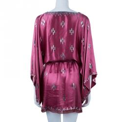 Jenny Packham Pink Silk Crystal Embellished Dress M