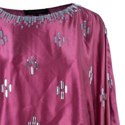 Jenny Packham Pink Silk Crystal Embellished Dress M