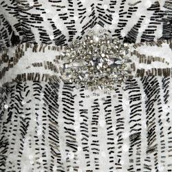 Jenny Packham Off White Sequin Embellished Beaded Sleeveless Gown M