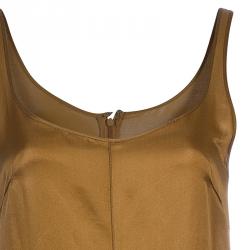 Pre Owned Jil Sander Brown Cotton Vintage Sleeveless Dress S