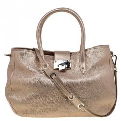 Pre Owned Jimmy Choo Gold Leather Rania Tote