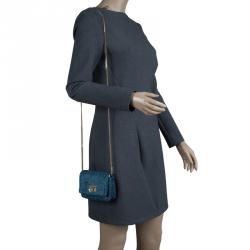 Pre Owned Jimmy Choo Dark Blue Lame Glitter Ruby Chain Clutch