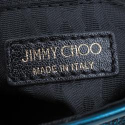 Pre Owned Jimmy Choo Dark Blue Lame Glitter Ruby Chain Clutch