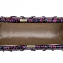 Pre Owned Jimmy Choo Multicolor Python Twill Tube Clutch