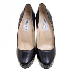 مملوكة مسبقًا Jimmy Choo Black Leather Cosmic Platform Pumps Size 40