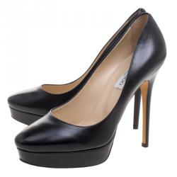 مملوكة مسبقًا Jimmy Choo Black Leather Cosmic Platform Pumps Size 40