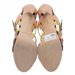 Pre Owned صندل جيمي تشو بوستر بسيور جلد متعدد الألوان مقاس 40