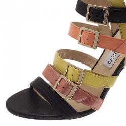 Pre Owned صندل جيمي تشو بوستر بسيور جلد متعدد الألوان مقاس 40