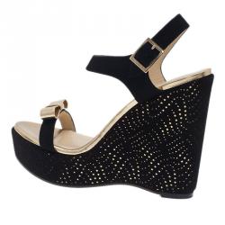 مملوكة مسبقًا صندل جيمي تشو نايس أسود و ذهبي مقاس 41