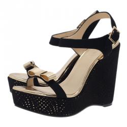 مملوكة مسبقًا صندل جيمي تشو نايس أسود و ذهبي مقاس 41