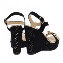 مملوكة مسبقًا صندل جيمي تشو نايس أسود و ذهبي مقاس 41