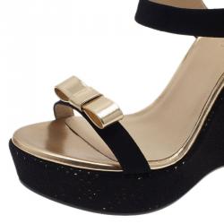 مملوكة مسبقًا صندل جيمي تشو نايس أسود و ذهبي مقاس 41