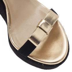 مملوكة مسبقًا صندل جيمي تشو نايس أسود و ذهبي مقاس 41