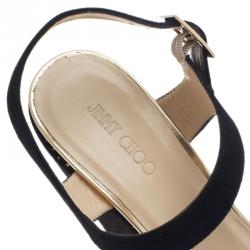 مملوكة مسبقًا صندل جيمي تشو نايس أسود و ذهبي مقاس 41