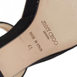 مملوكة مسبقًا صندل جيمي تشو نايس أسود و ذهبي مقاس 41