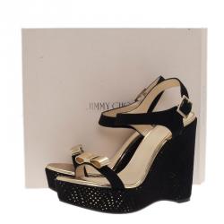 مملوكة مسبقًا صندل جيمي تشو نايس أسود و ذهبي مقاس 41