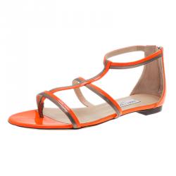 Pre Owned Jimmy Choo Neon Orange Tabitha Sandals Size 41