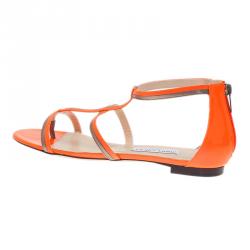 Pre Owned Jimmy Choo Neon Orange Tabitha Sandals Size 41