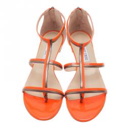 Pre Owned Jimmy Choo Neon Orange Tabitha Sandals Size 41