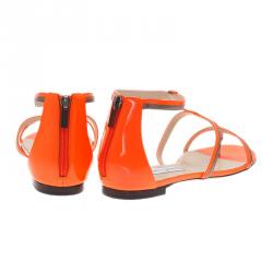 Pre Owned Jimmy Choo Neon Orange Tabitha Sandals Size 41