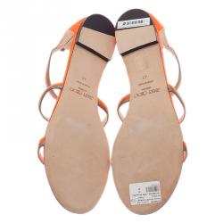 Pre Owned Jimmy Choo Neon Orange Tabitha Sandals Size 41