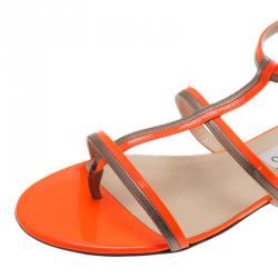 Pre Owned Jimmy Choo Neon Orange Tabitha Sandals Size 41