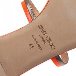 Pre Owned Jimmy Choo Neon Orange Tabitha Sandals Size 41