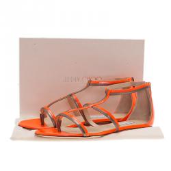 Pre Owned Jimmy Choo Neon Orange Tabitha Sandals Size 41
