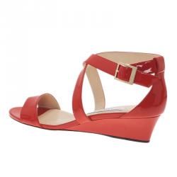 مملوكة مسبقًا صندل جيمي تشو جلد أحمر لامع تشيارا مقاس 40