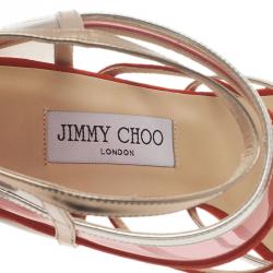 Pre Owned Jimmy Choo Red Multicolor Suede and Perspex Maitai Sandals Size 40