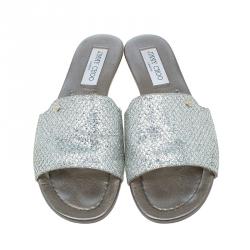 مملوكة مسبقًا صندل سلايد جيمي تشو ناندا فضي مقاس 38