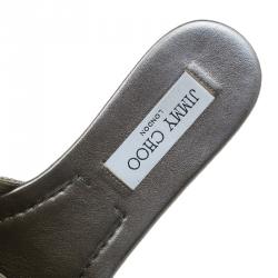 مملوكة مسبقًا صندل سلايد جيمي تشو ناندا فضي مقاس 38