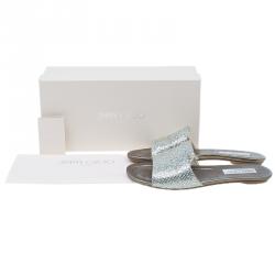 مملوكة مسبقًا صندل سلايد جيمي تشو ناندا فضي مقاس 38