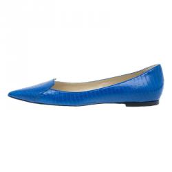 Pre Owned Jimmy Choo Royal Blue Pointed Flats Size 38