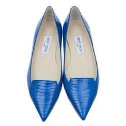 Pre Owned Jimmy Choo Royal Blue Pointed Flats Size 38