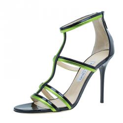 Jimmy Choo Green and Black Thistle Sandals Size 40