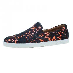 Jimmy Choo Black and Orange Demi Lace Slippers Size 41